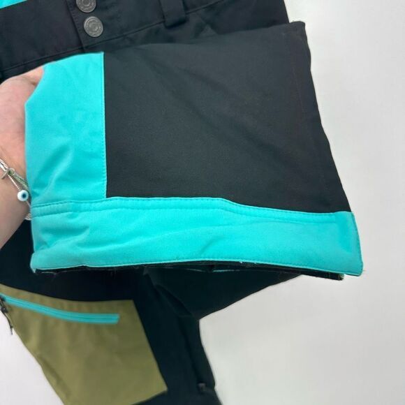 Obermeyer Teen Size Large Connor Insulated Ski Bib in Off Tropic Teal Green Blac - Picture 8 of 16